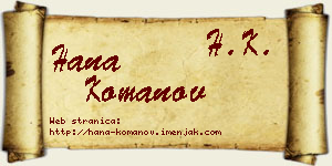 Hana Komanov vizit kartica